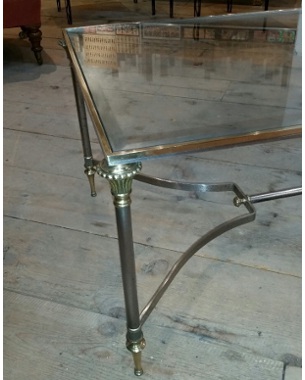 A  60s American steel, gilt metal & glass coffee table, in manner of 'Maison Jansen': Image 2