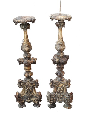 A pair of giltwood and gesso Italian torcheres