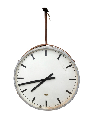 A HCE Belgium double-sided electrical railway clock
