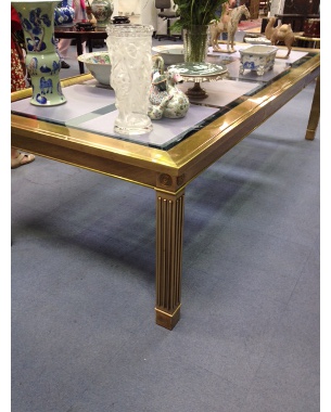 70s Mastercraft brass and glass extending dining table: Image 2