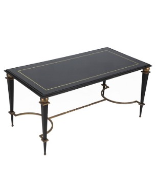 A 50s French black & brass coffee table by Jacques Adnet