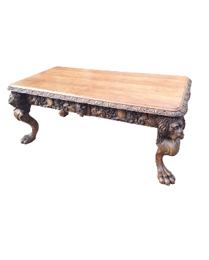 A  large Edwardian carved oak library/centre table