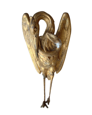 A giltwood and gesso wall bracket of a Heron fighting a serpent