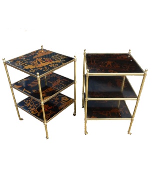A pair of 'Mallet' 3-tier occasional tables