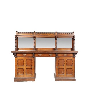 An impressive gothic oak and pitch pine sideboard