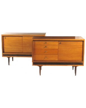 Pair of late 50s "Heals" teak cabinets
