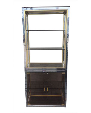 A Zevi chrome & glass open bookcase