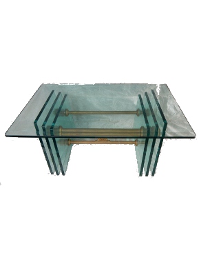 An Italian glass and gilt metal coffee table