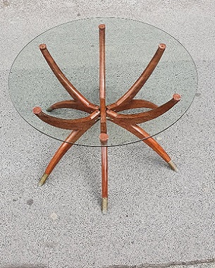 A Danish glass top spider folding table
