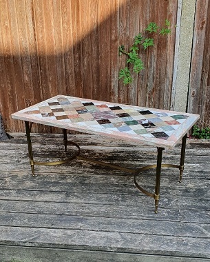 A  Specimen marble top and brass table