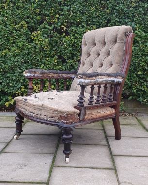 late Victorian mahogany open armchair