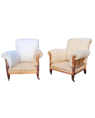 A   pair of Edwardian upholstered armchairs