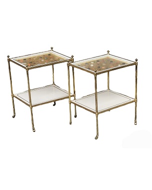 a   fine pair of 'Mallett' two-tier tables