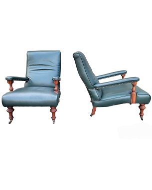 A    pair of Victorian-style open armchairs