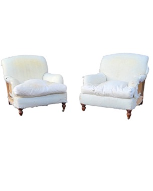 A    pair of 'Howard style upholstered armchairs: Image 2