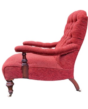 A     Victorian walnut open armchair