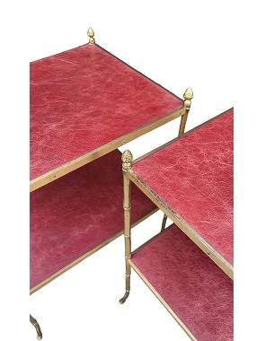 A      fine pair of faux bamboo brass two-tier tables: Image 2