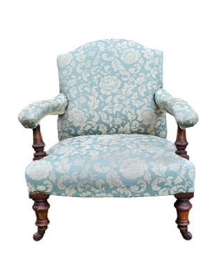 A    late Victorian walnut open upholstered armchair: Image 2