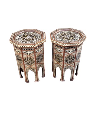 A       fine pair of Ottoman octagonal tables