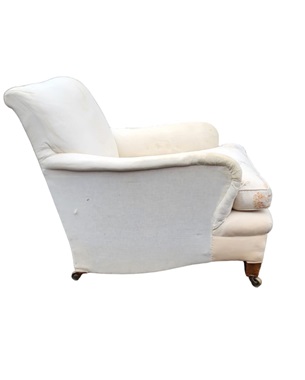 A       Edwardian Howard-style upholstered armchair: Image 2