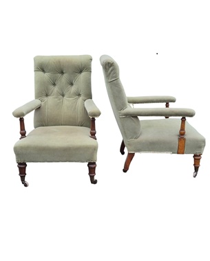 a           pair of early Victorian open armchairs: Image 2