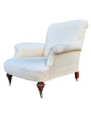 A            Victorian mahogany upholstered armchair