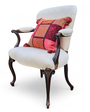a                fine George III French Hepplewhite Revival mahogany open armchair