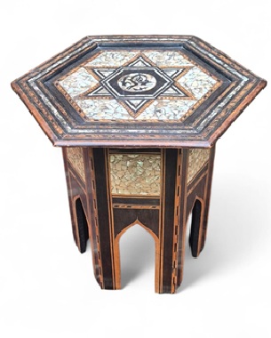 A                            late 19th Century Syrian hexagonal table