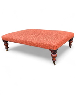 A                                       Early Victorian Composite Mahogany Ottoman Stool India Allover by Bennison Fabrics